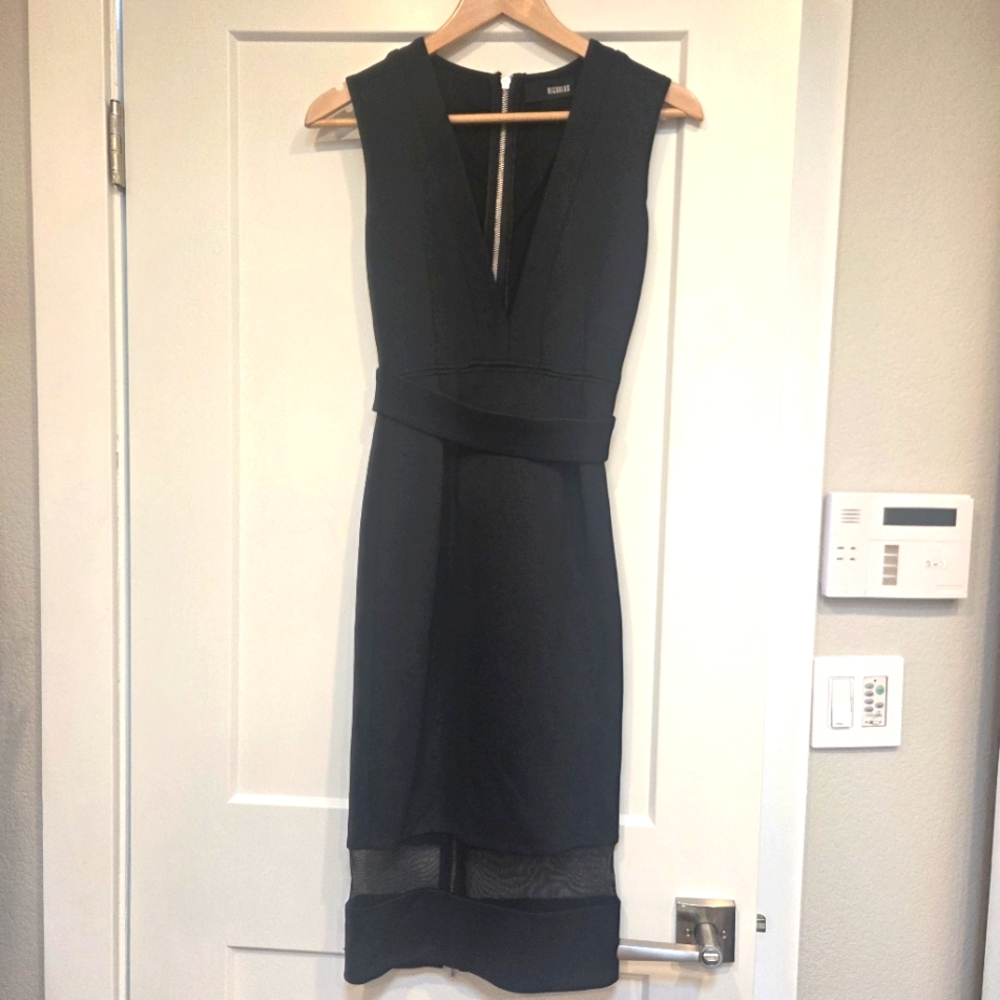 Nicholas Black Sheath Pencil Dress Sleeveless Full Zip Back Size 2